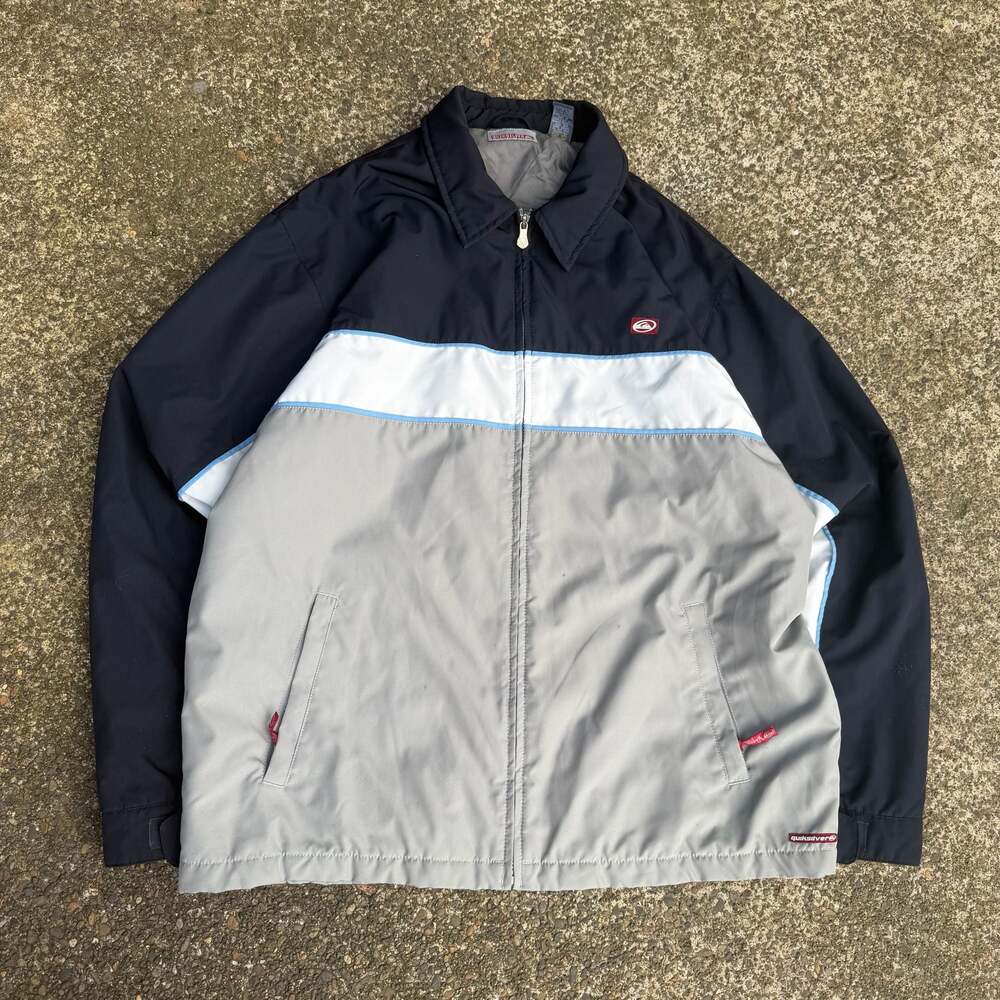 Vintage Quiksilver Colorblock Full Zip Jacket Size Large Navy Grey White